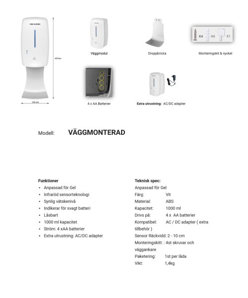 Handspritsdispenser automatisk,gel,vgg